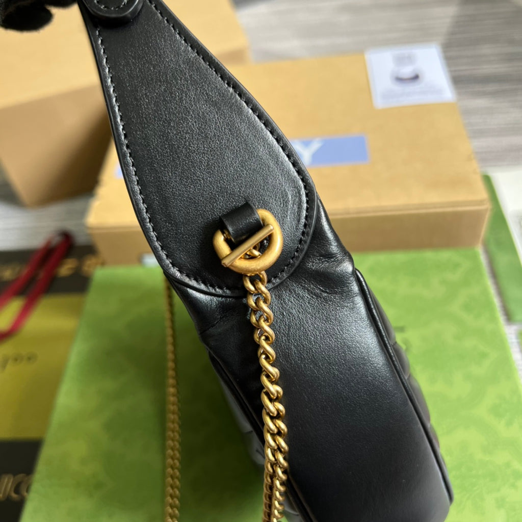 HIGH-QUALITY LEATHER HALF-MOON BLACK BAG