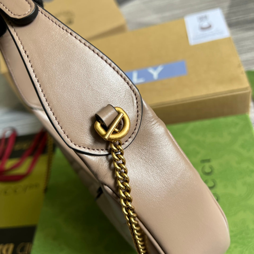 HIGH-QUALITY LEATHER HALF-MOON BROWN BAG