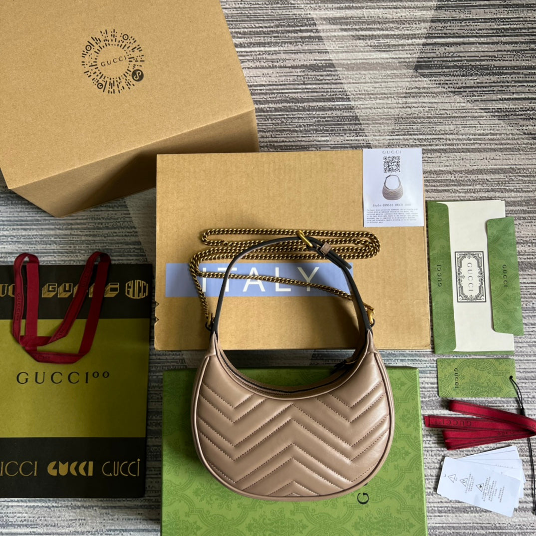 HIGH-QUALITY LEATHER HALF-MOON BROWN BAG