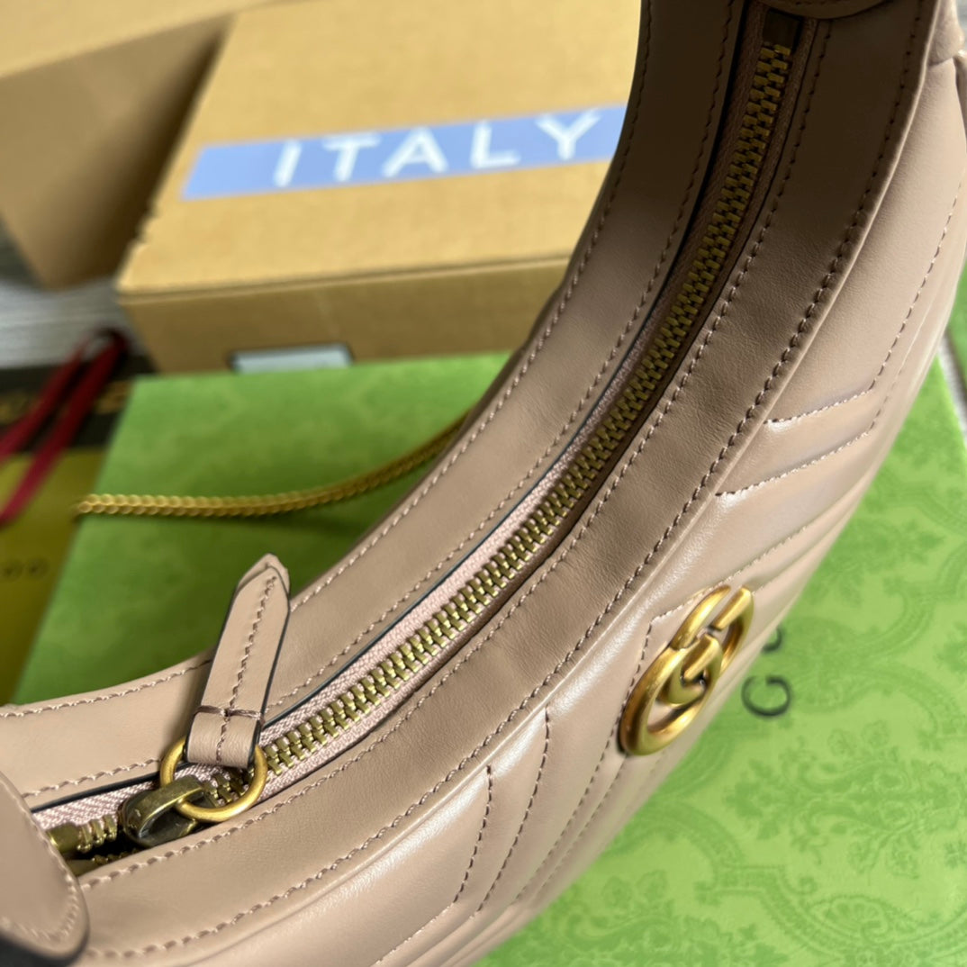 HIGH-QUALITY LEATHER HALF-MOON BROWN BAG
