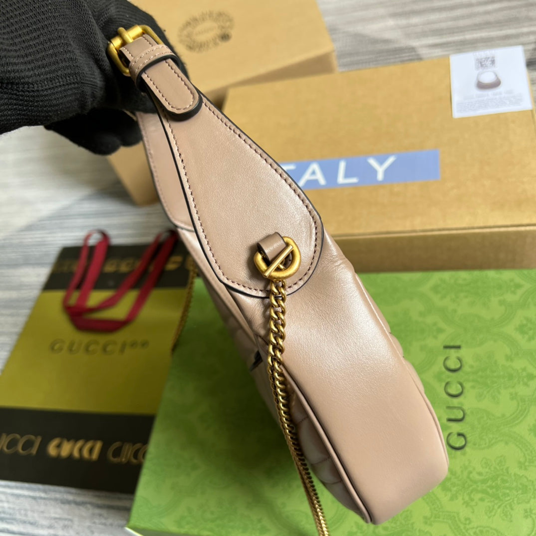 HIGH-QUALITY LEATHER HALF-MOON BROWN BAG