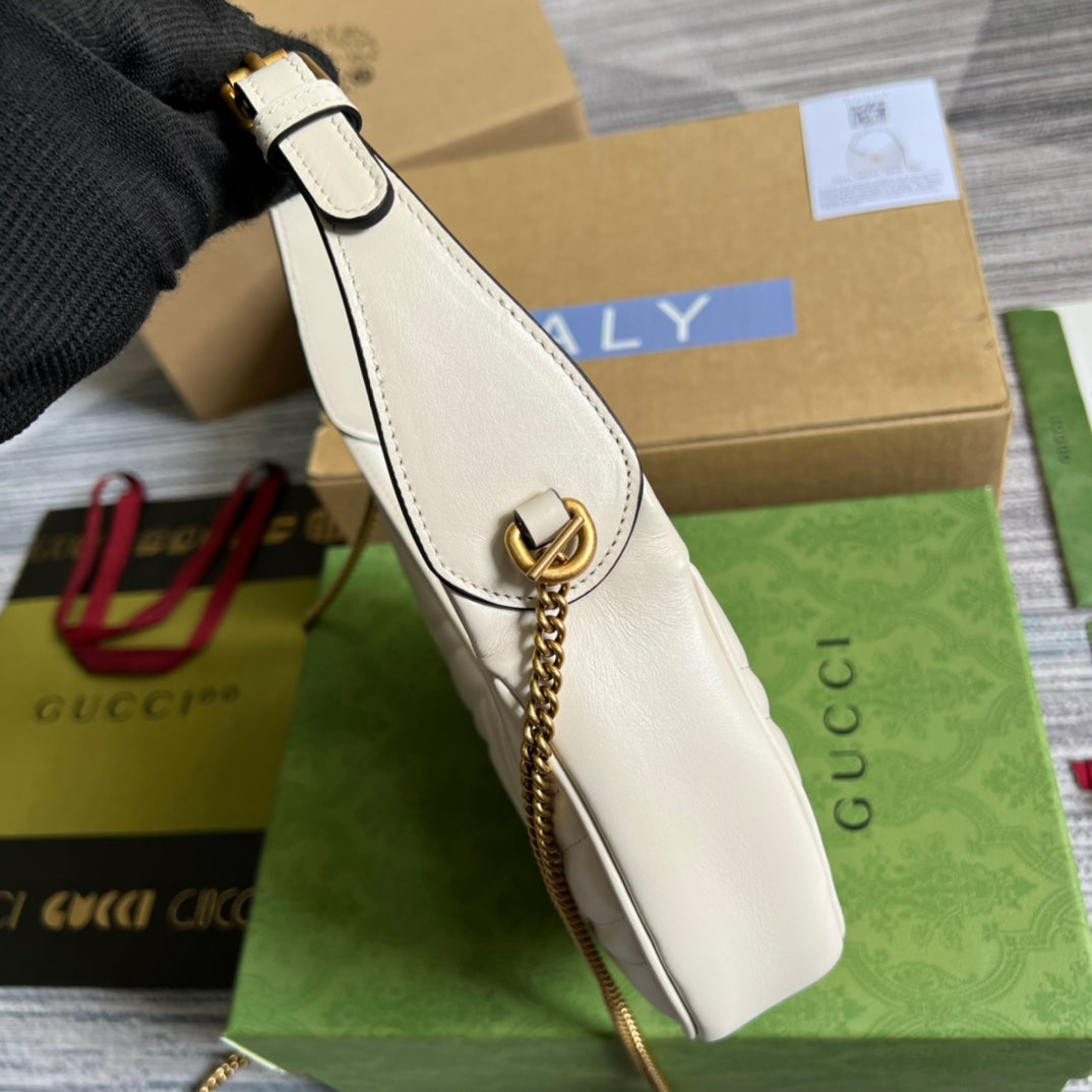 WHITE IVORY HALF-MOON HANDBAG IN HIGH-QUALITY LEATHER