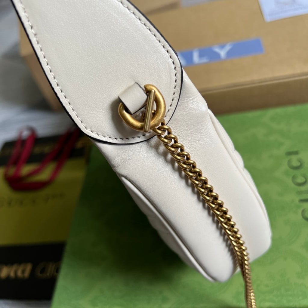 WHITE IVORY HALF-MOON HANDBAG IN HIGH-QUALITY LEATHER