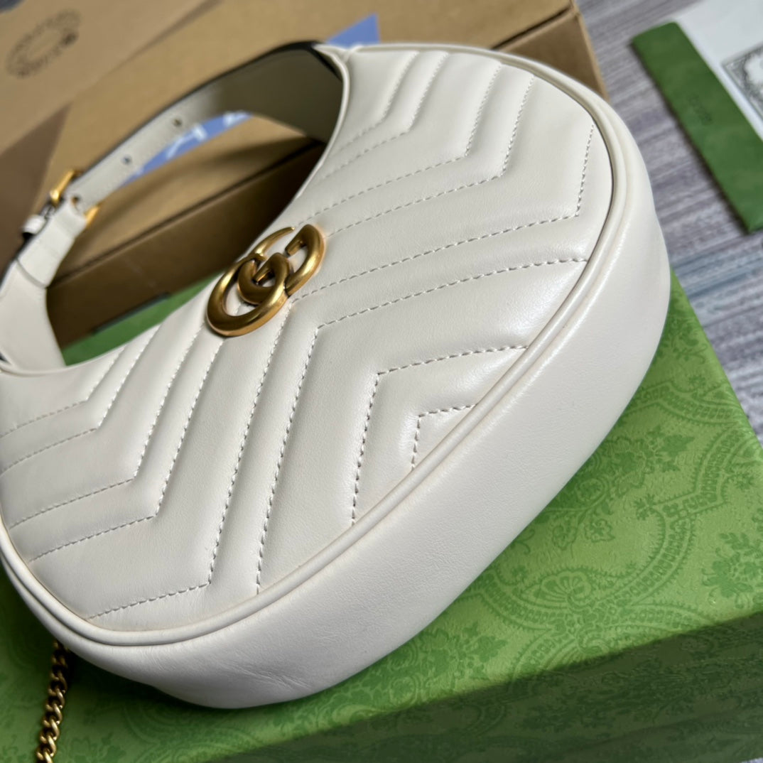 WHITE IVORY HALF-MOON HANDBAG IN HIGH-QUALITY LEATHER
