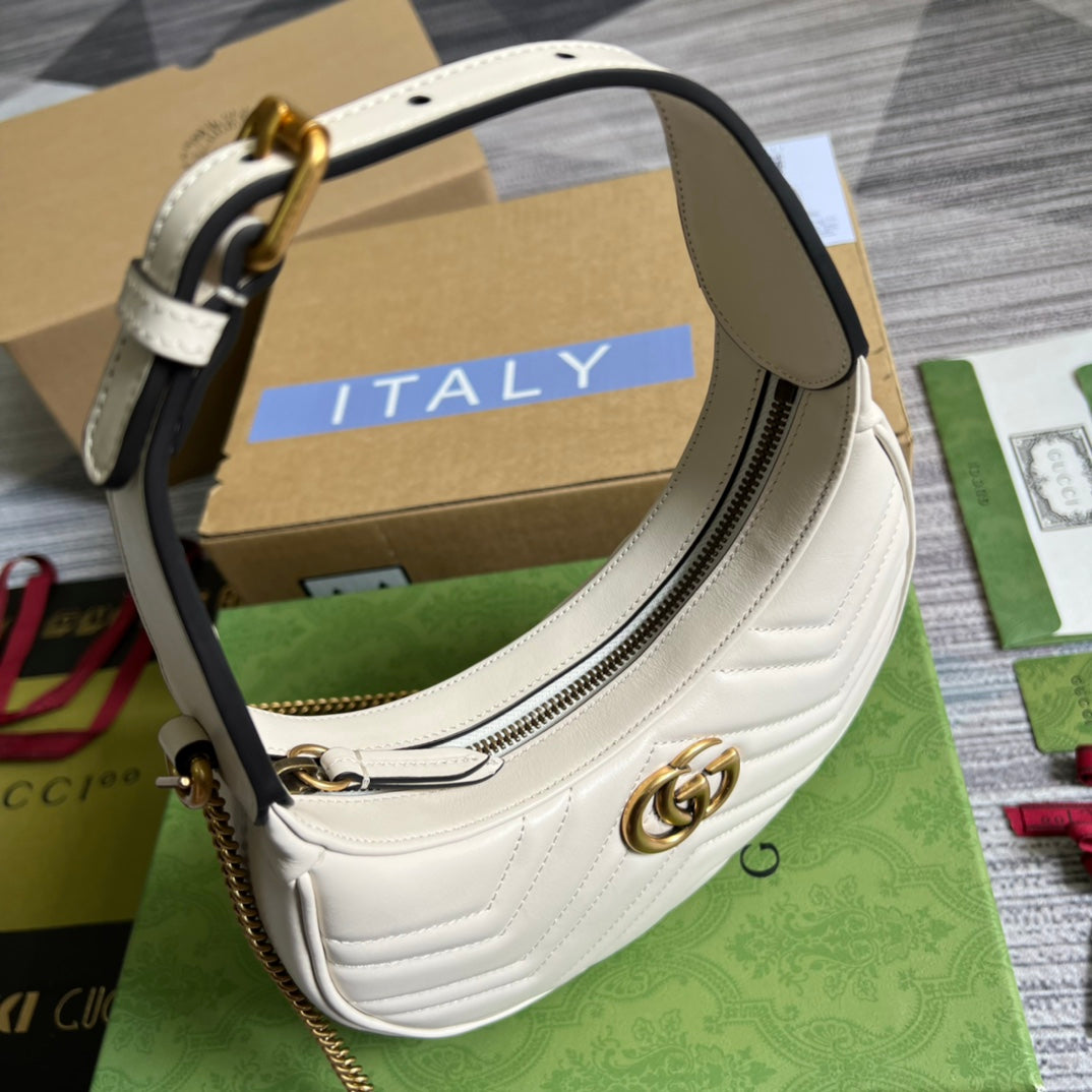 WHITE IVORY HALF-MOON HANDBAG IN HIGH-QUALITY LEATHER