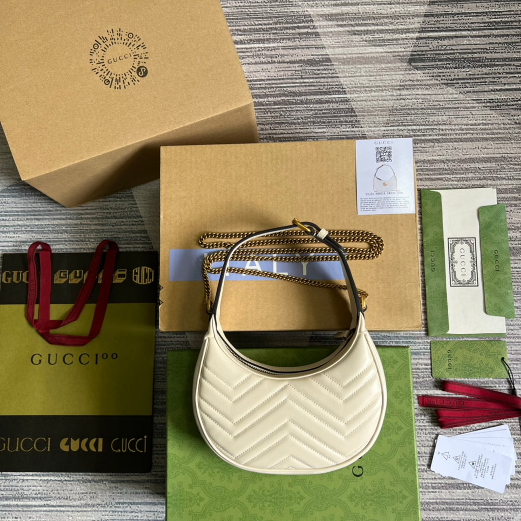 WHITE IVORY HALF-MOON HANDBAG IN HIGH-QUALITY LEATHER