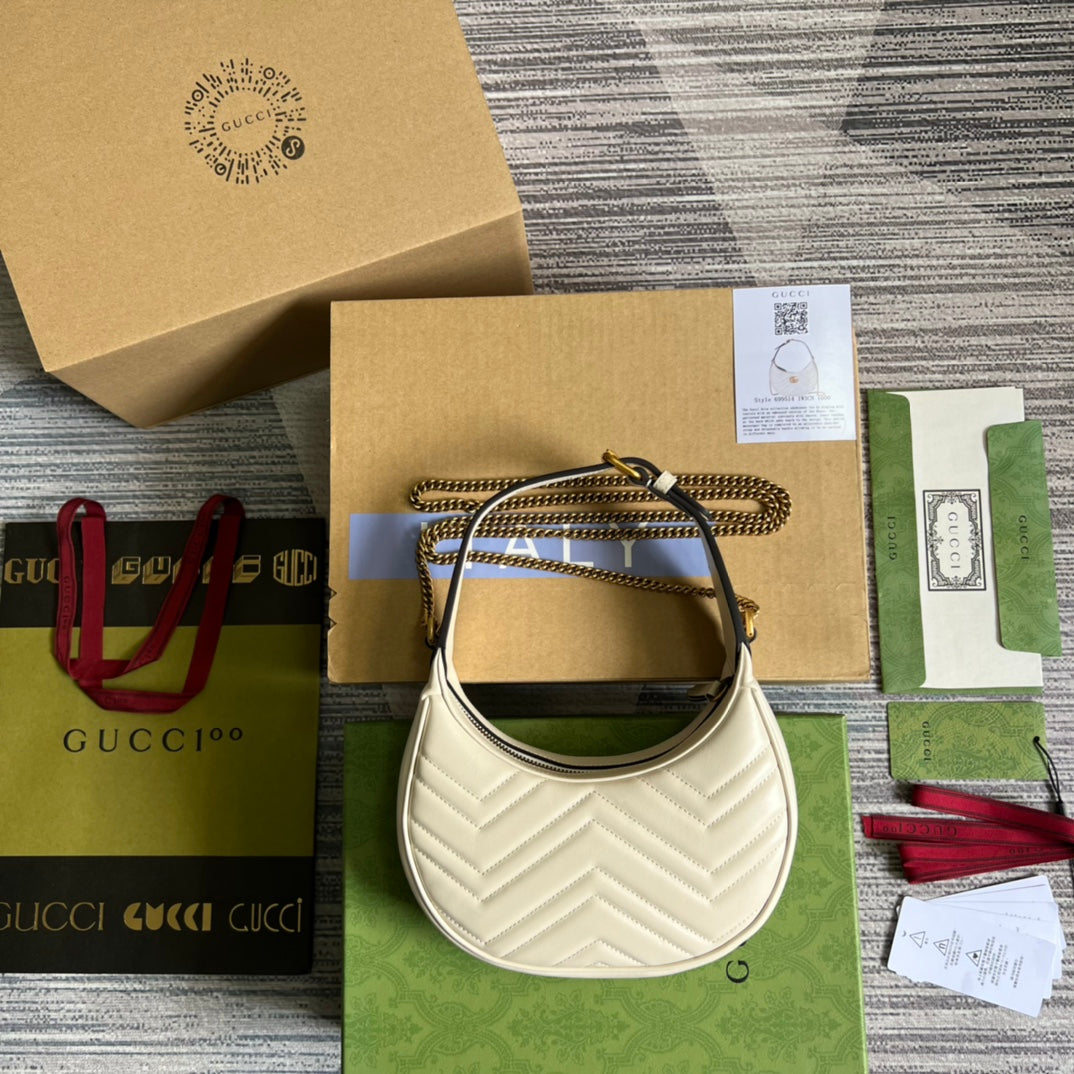 WHITE IVORY HALF-MOON HANDBAG IN HIGH-QUALITY LEATHER