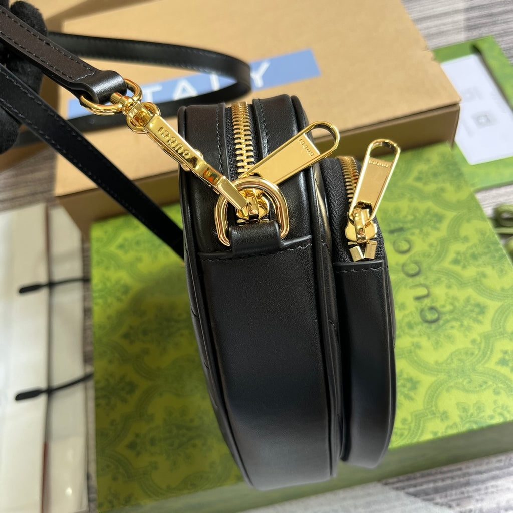 HIGH-QUALITY LEATHER HEART BLACK BAG