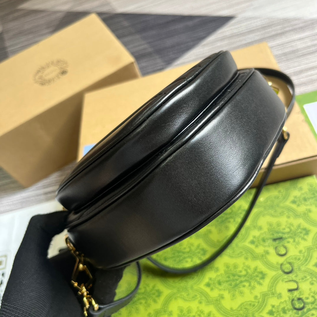 HIGH-QUALITY LEATHER HEART BLACK BAG