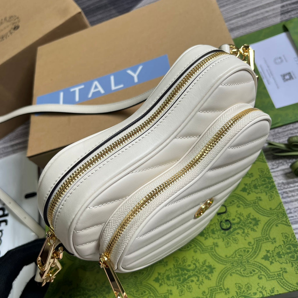HIGH-QUALITY LEATHER HEART WHITE BAG